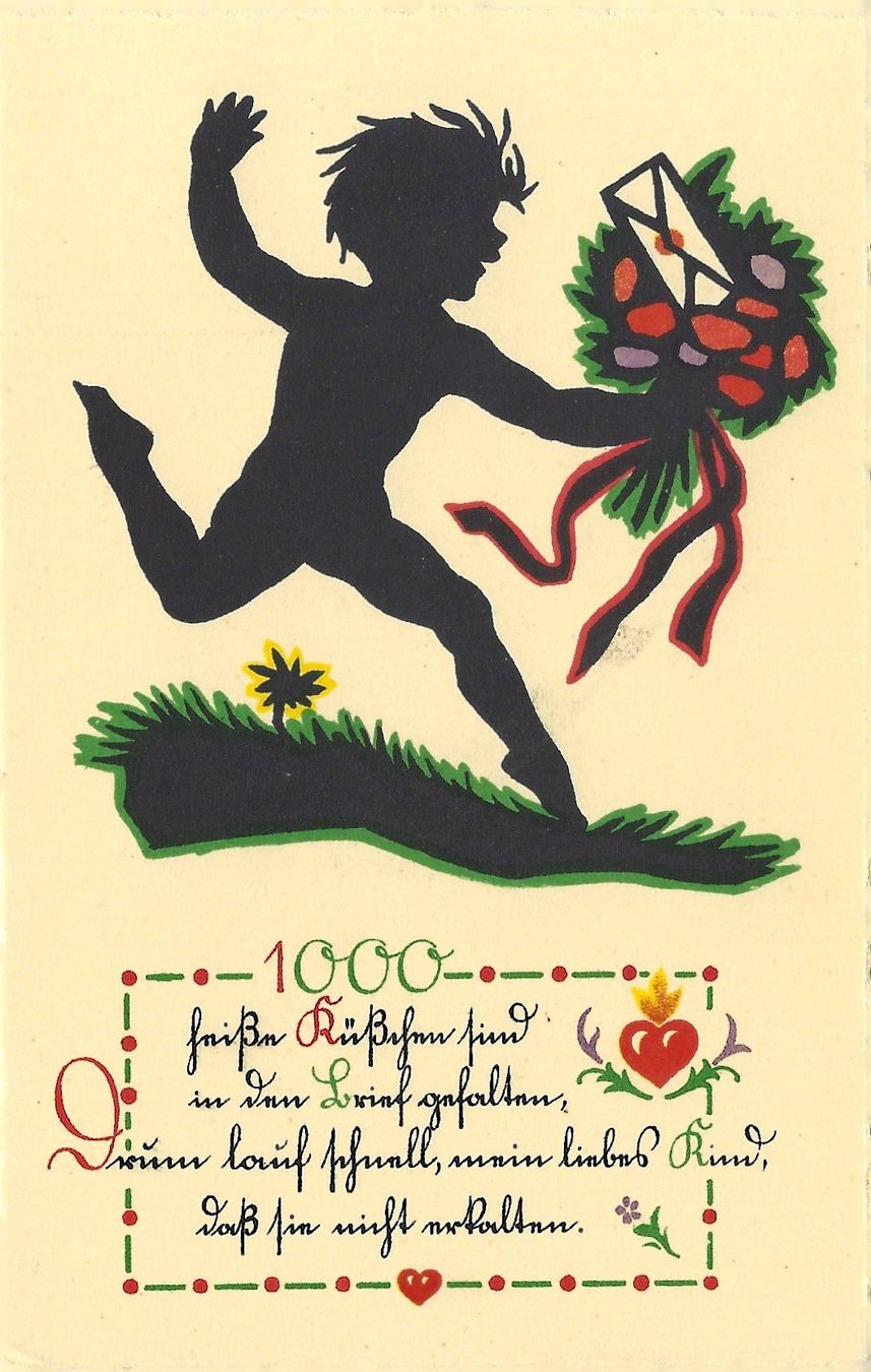 Cartoline postali: 4 antike Kinderkarten in schwarz – Usato da Bütschwil venduto da Jackson1A 6