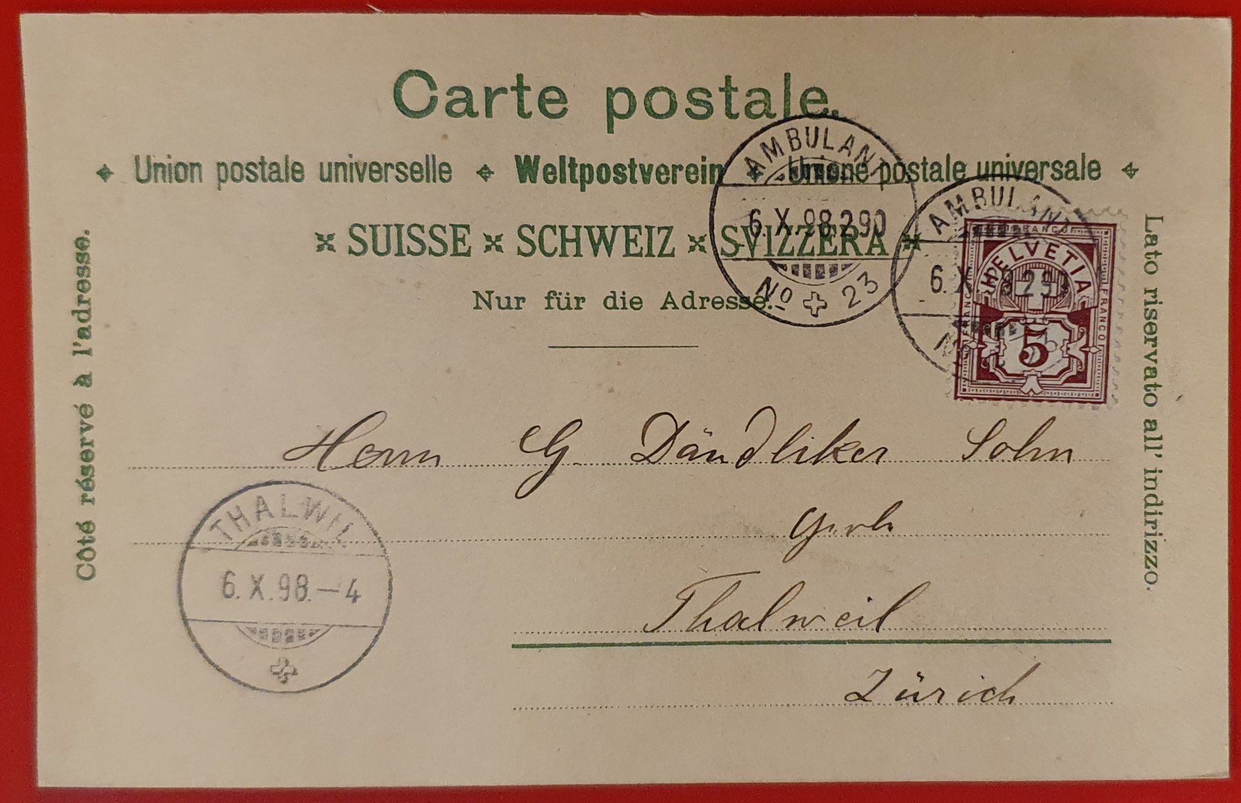 Ansichtskarten: Gruss aus Bülach 1898 – Gebraucht aus Kreuzlingen von Rschweiz1 1
