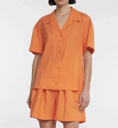 ASCENO orange two piece shorts and shirt