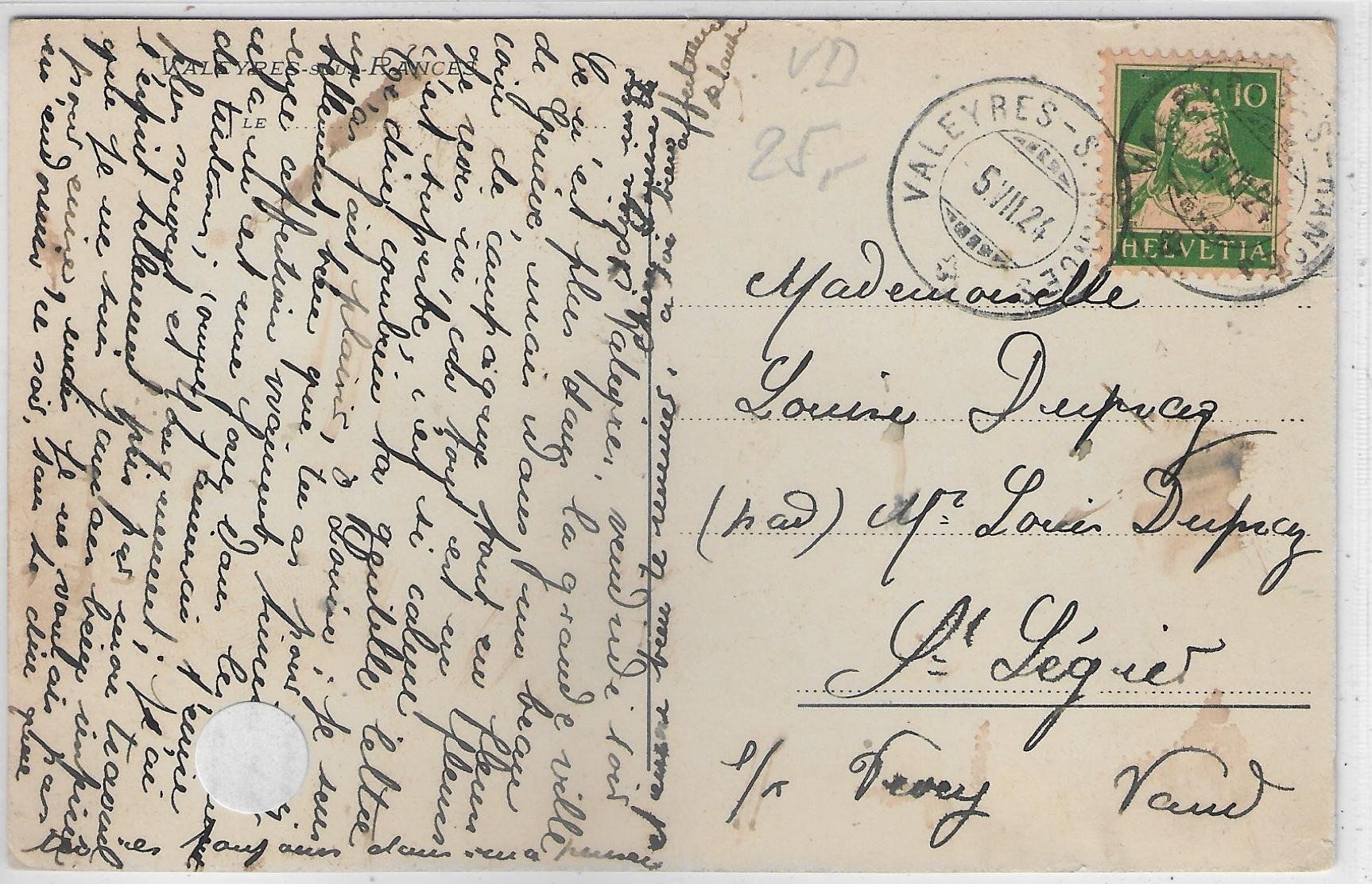 Cartoline postali: Valeyres-sous-Rances - Chalet – Usato da Ettingen venduto da Kartenplanet 1
