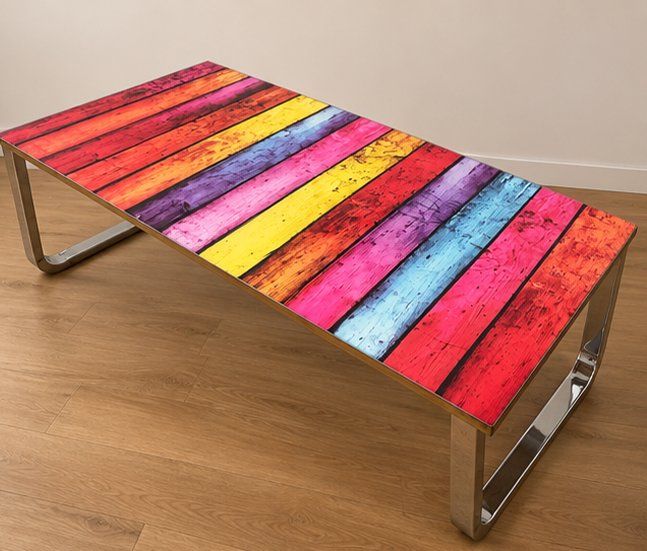 Tables: Table basse multicolore en verre – D'occasion à Collex par lpe_zhq9 1