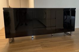 Sideboard schwarz Hochglanz mit Schubladen und Kasten
