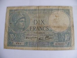 Frankreich 10 Francs Geldschein 1939 - Vintage Rarität!