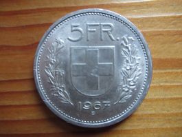 5 FR. SILBERMÜNZE 1967 - UNZIRKULIERT
