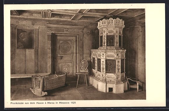 Cartoline postali: St. Moritz, Prunkstube aus dem Hause á  – Usato da Berlin venduto da bartko-reher
