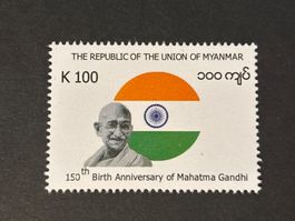 Myanmar Briefmarke, Mahatma Gandhi, K 100, Top Zustand!