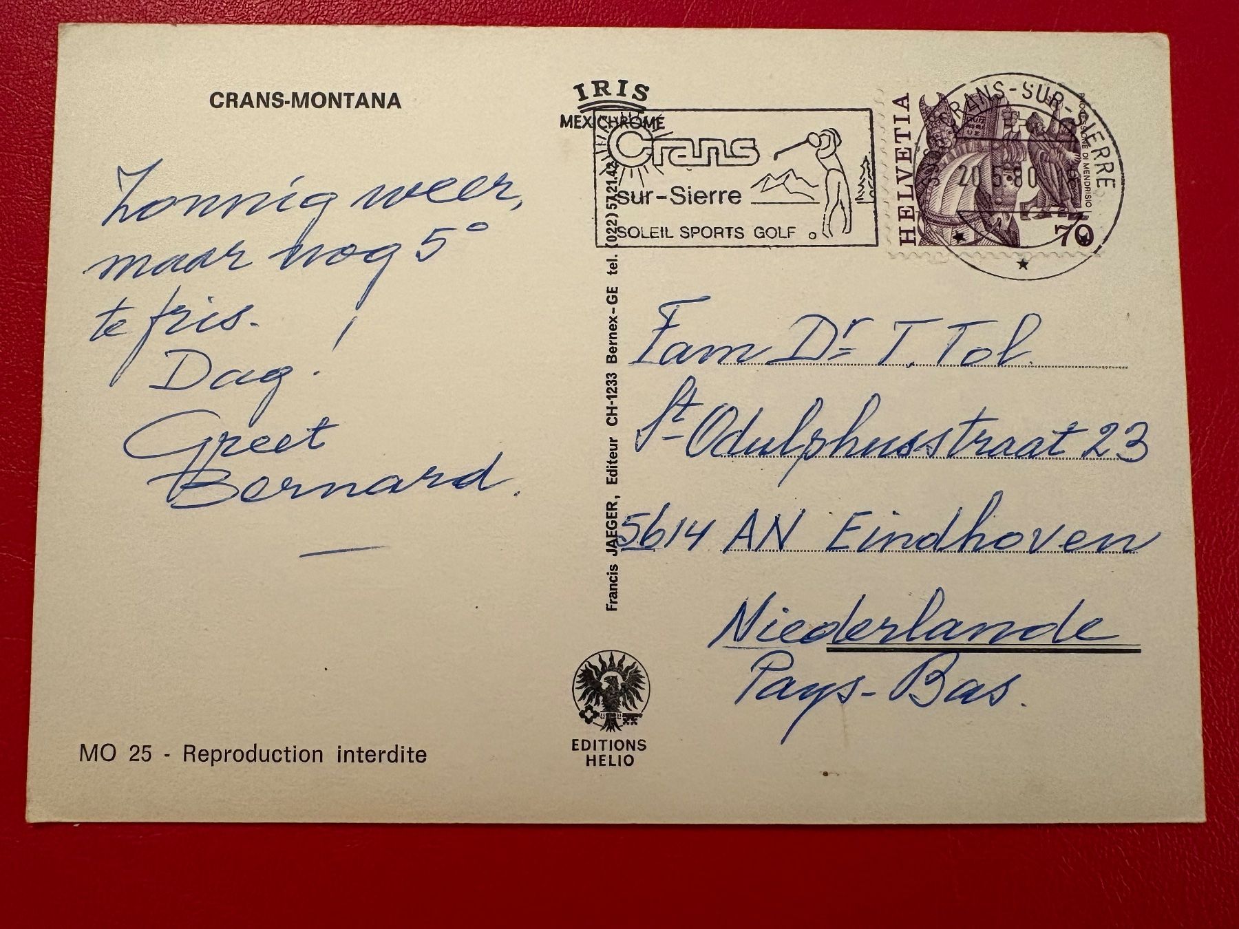Cartoline postali: 1980 / Crans - Montana – Usato da St-Légier-La Chiésaz venduto da Theo005 1