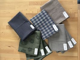 Leichte Flanell Stoffe Stoffreste blau grau grün Jaquard 