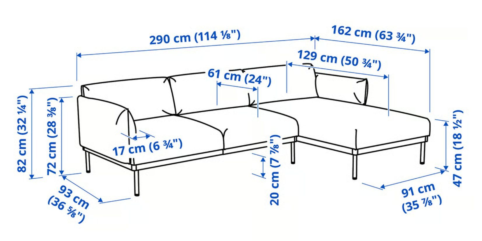 Ikea Sofas: Sofa ÄPPLARYD 3er-Sofa mit Récamiere, Lejde grau/schwarz – Gebraucht aus Ormalingen von zweitakter 5