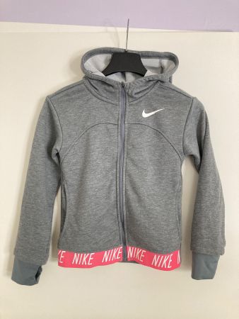 Nike Trainerjacke Gr. 128-137cm, Grau mit pinkem Band