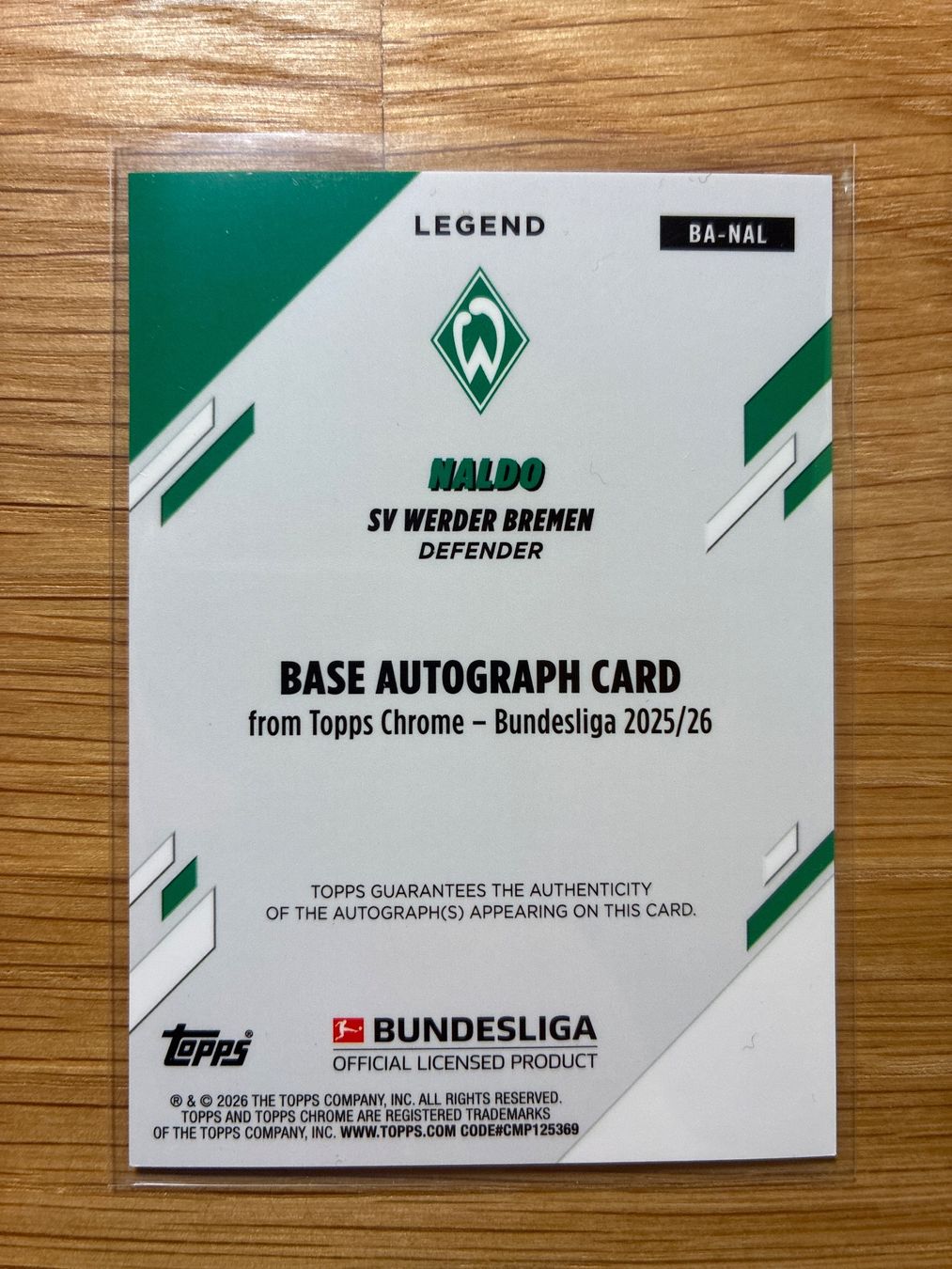 Topps Carte collezionabili: Topps Chrome Naldo Werder Bremen Autogramm /75 – Usato da Wangenried venduto da Garagara 1