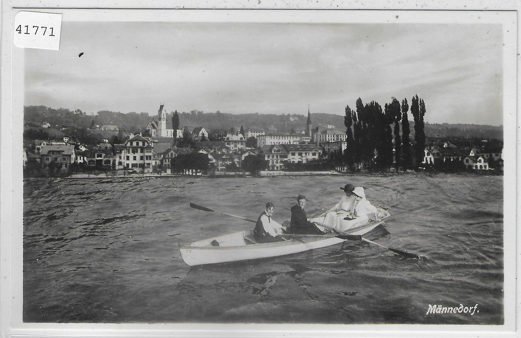 Cartoline postali: Männedorf vom See aus - Ruderboot – Usato da Ettingen venduto da Kartenplanet
