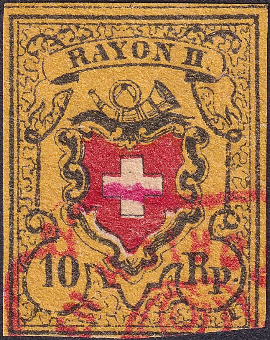 Tutti i francobolli: RAYON II mit KE, 16I gestempelt, Replik von Peter Winter. – Usato da Sursee venduto da Luzernerraute