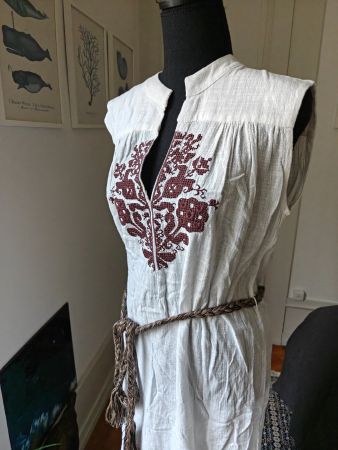 Ancient Kallos Greek kori design tunic cotton maxi dress S