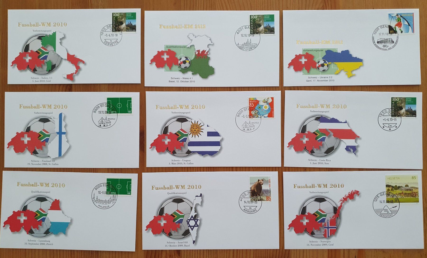 Alle Briefmarken: 45: Belege  Fussball EM - oder Weltmeisterschaft 2008 / 2012 – Gebraucht aus Dällikon von Minita 3