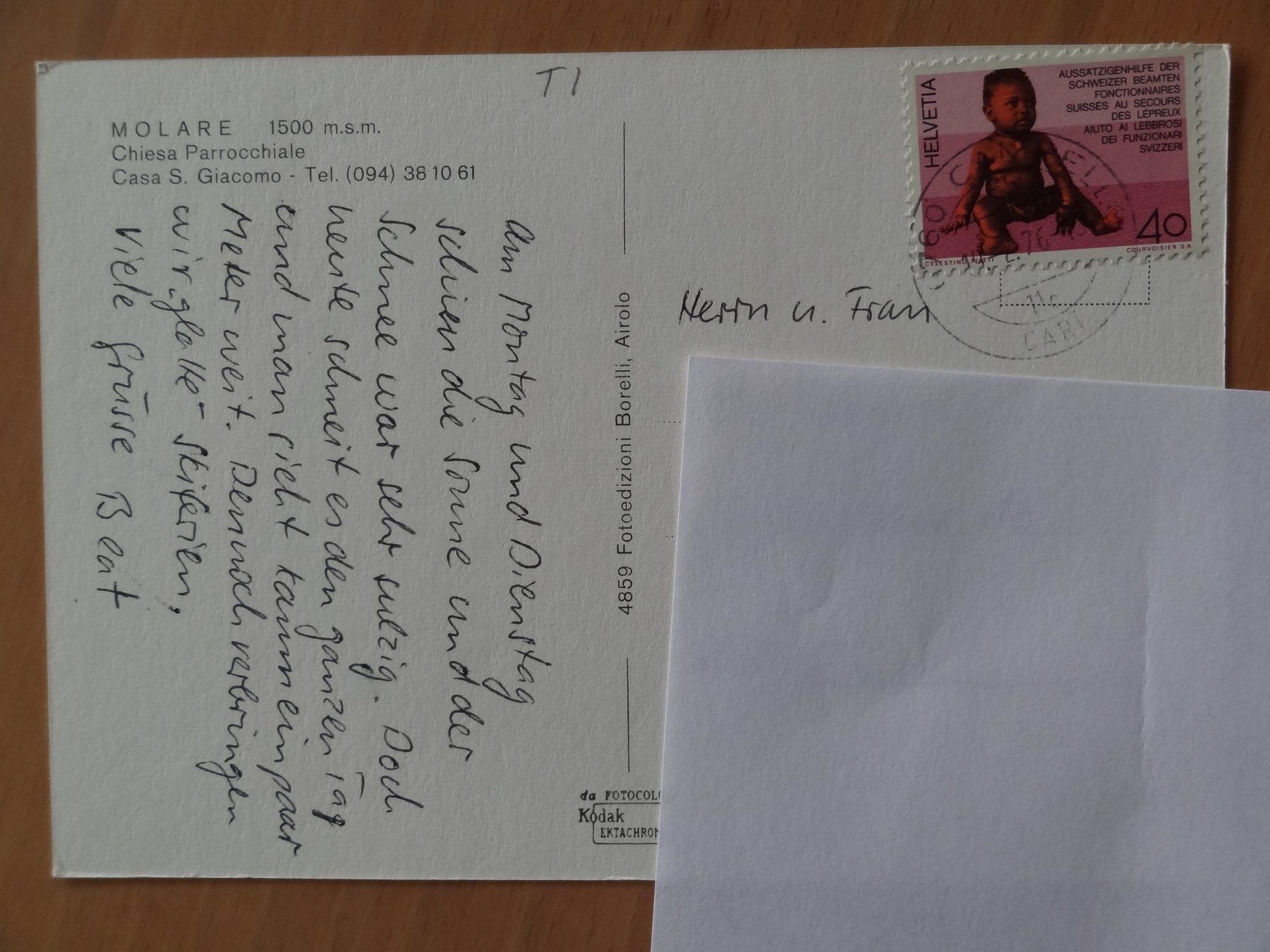 Cartoline postali: Molare - Ticino - Chiesa Parrocchiale - 1976 – Usato da St Léonard venduto da Riglin 1