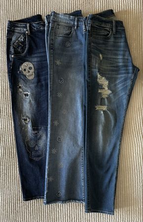 Lot de 3 jeans slim  femme taille 38 avec strass bon état