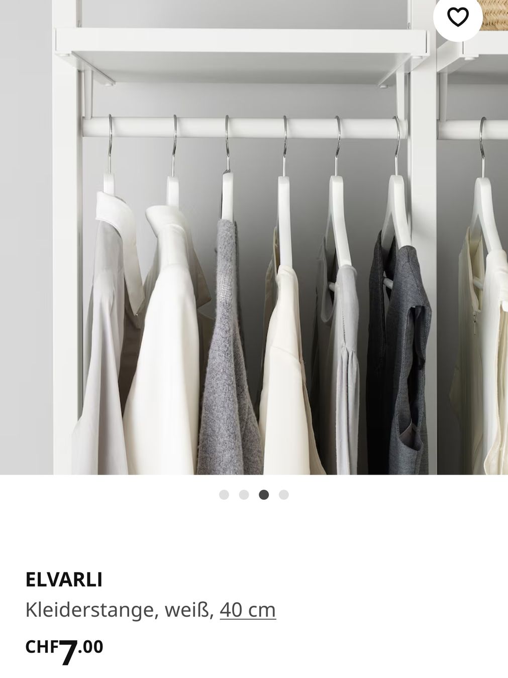 Ikea Armadi: Elvarli Kleiderstange 40cm, weiss – Usato da Niederuzwil venduto da Grenadine1000