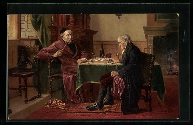 Cartoline postali: Checkmate, ältere Herren sitzen beim Sc – Usato da Berlin venduto da bartko-reher