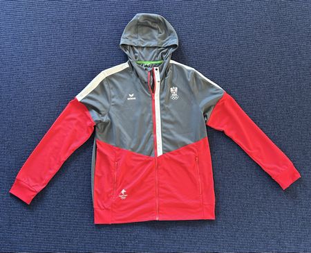 Kapuzenjacke Erima Austria Olympia 2022 grau rot gebraucht