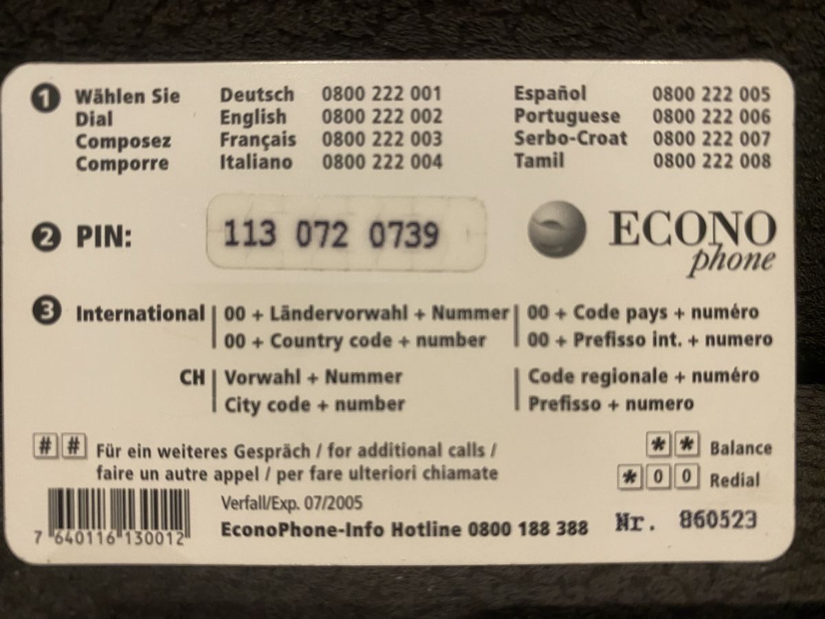 Telefon- & Taxkarten: Econophone – Gebraucht aus Lausanne von babacard10 1