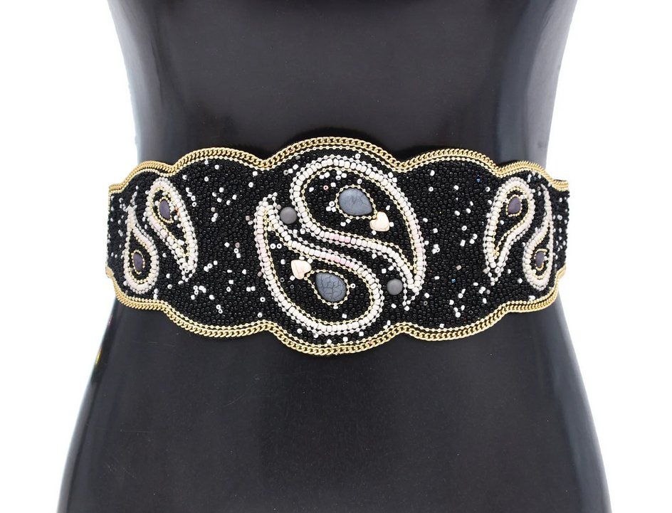 Gürtel: Elastischer Gürtel Bagua Anhängern schwarz - Ceinture – Neu und originalverpackt aus Lausanne von FASHION-WORLD-SHOP