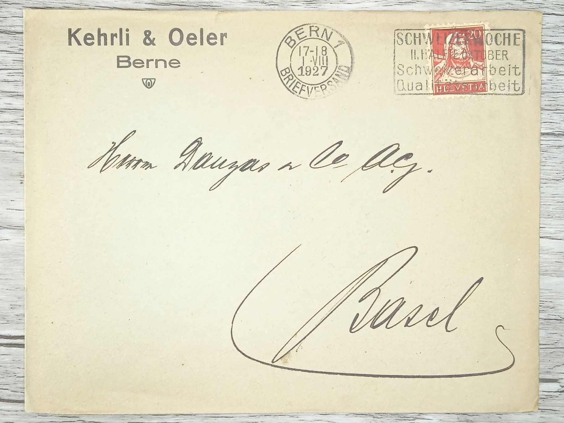 Tutti i francobolli: TR13 Enveloppe + Timbre Suisse 1927 – Usato da Cousset venduto da Patrick_Collections