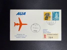 AUA Erstflugbrief Genf - Wien 1966