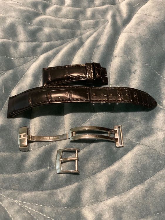 Uhrenarmband Louisiana Kroko 20/16mm Schwarz Blau Braun Grosse Maserung