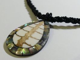 Halskette mit Abalone-Muschelschalen und fossil