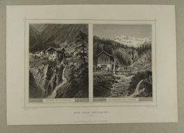 PONTRESINA MÜHLE & BEI SAMADEN, STAHLSTICH NACH ROHBOCK 1870