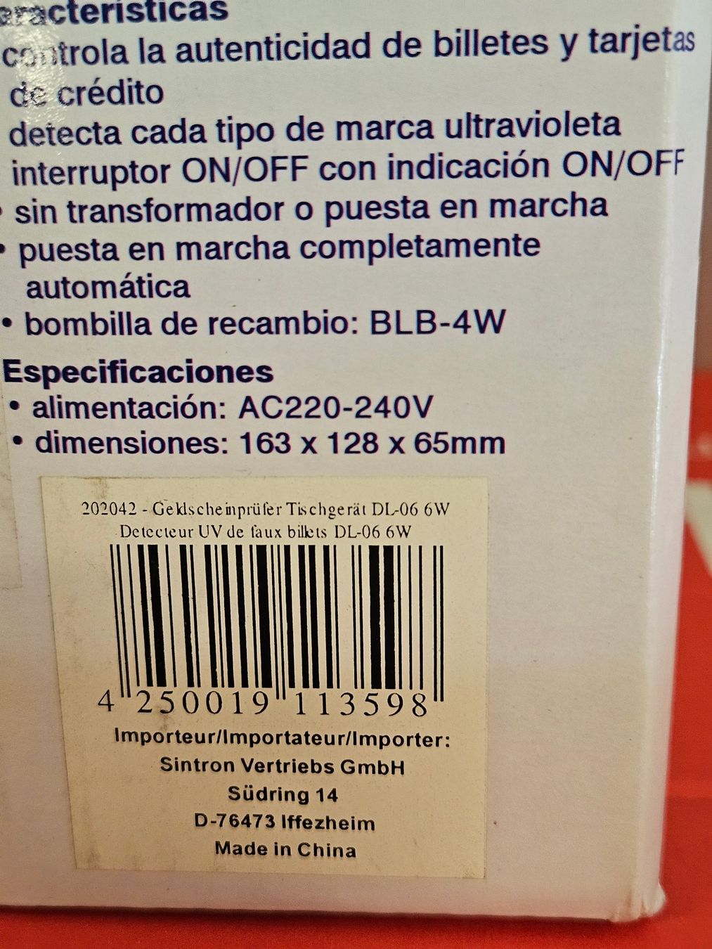 Banconote: GeldscheinPrüfer UV-Leuchtstoffröhre Geldscheintester 220V – Nuovo e nell'imballaggio originale da Kloten venduto da Thaipc 4