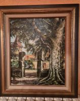 Huile sur toile signée Nicolle 1979, paysage bucolique