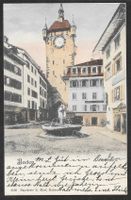 Baden colorierte Teilansicht mit Stadtturm