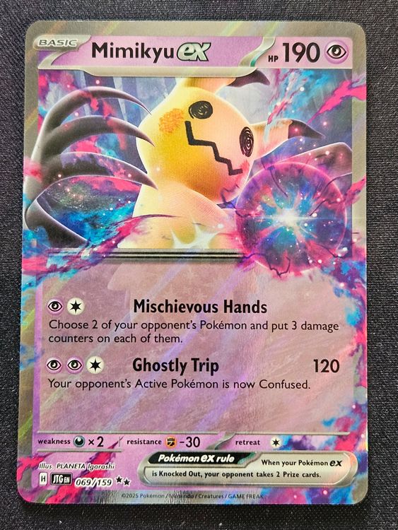 Pokémon – Mimikyu Ex 069/159 – Journey Together – Double Rare – Carte Unique En Aluminium