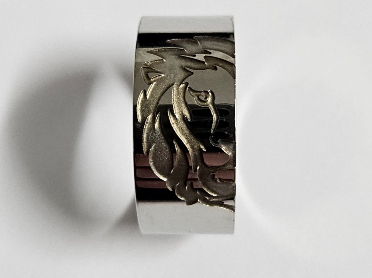 Anelli: Ring mit eingraviertem Löwen chrom / silbrig Gr. US 7 – Nuovo e nell'imballaggio originale da Kreuzlingen venduto da RahMal 4