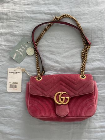 Gucci GG Marmont Handtasche Samt pink sehr guter Zustand