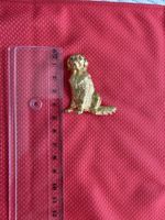 Goldfarbene schwere Brosche Goldenretriever 