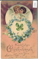 Herzlichen Glückwunsch zum neuen Jahre - Engel - Präge-Litho