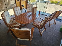Gartentisch mit 6 Stühlen massiv Holz