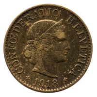Schweiz / Suisse 5 Rappen 1918 Messing