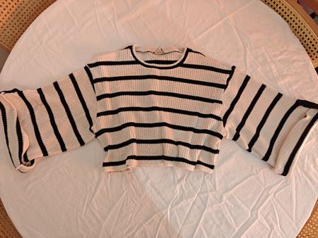 ZARA striped sweater black white size M women cropped