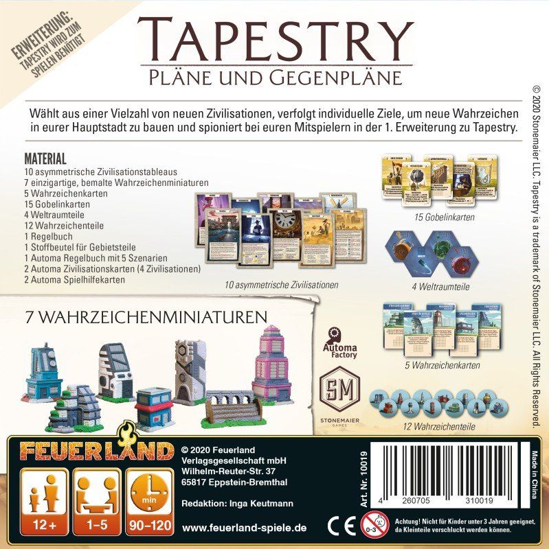 Giochi: Erweiterung Tapestry - Pläne und Gegenpläne – Nuovo e nell'imballaggio originale da Uster venduto da Ludit 1