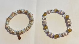 Zwei Armbänder Perlen und Strass gebraucht guter Zustand