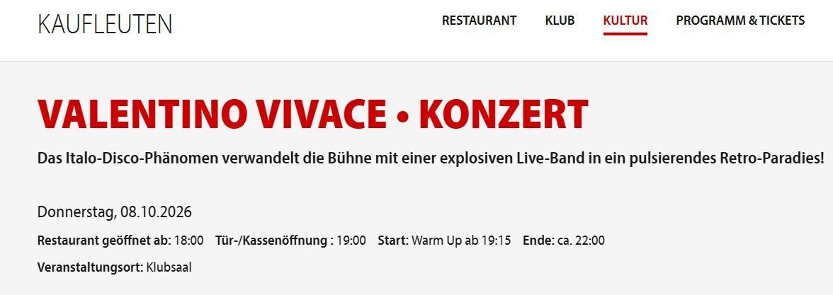 Biglietti: Konzert Valentino Vivace – Nuovo e nell'imballaggio originale da Baden venduto da Family_in_Baden