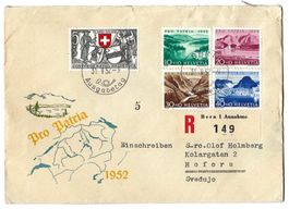 1952 Pro Patria FDC-Satzbrief mit Ausgabestempel n. Schweden