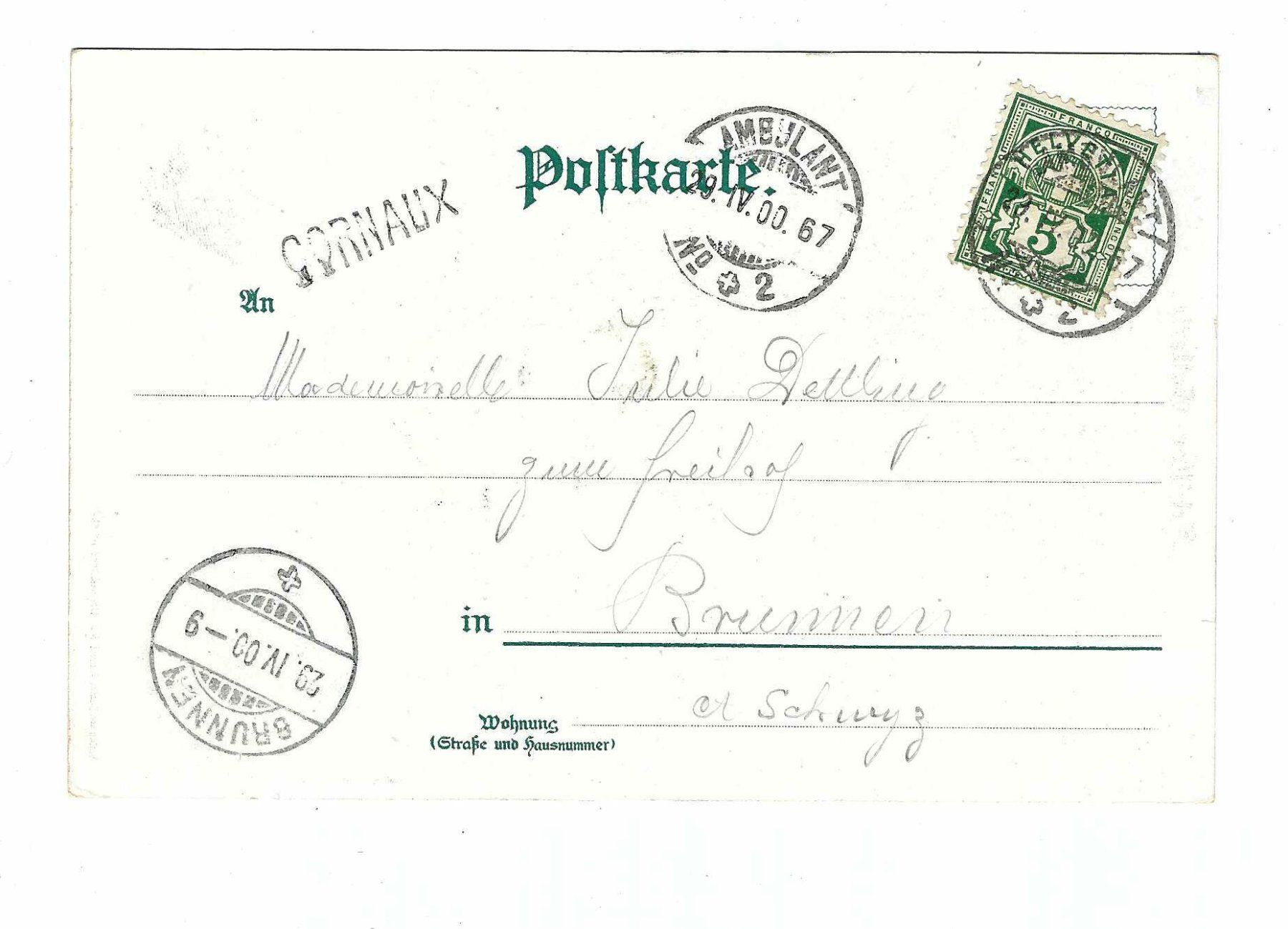 Tutti i francobolli: Stabstempel Cornaux 1900 j1 – Usato da Aarau venduto da fussball-fussball