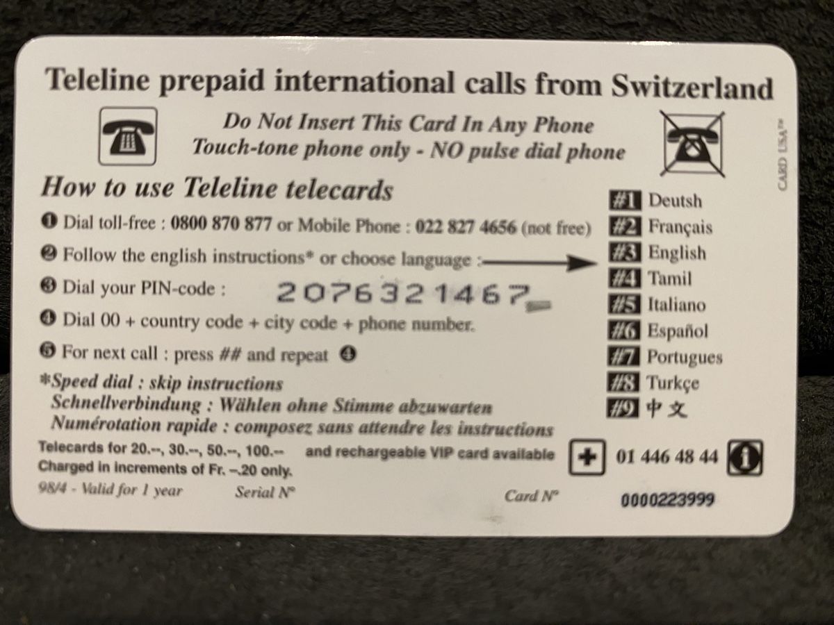 Telefon- & Taxkarten: Teleline – Gebraucht aus Lausanne von babacard10 1