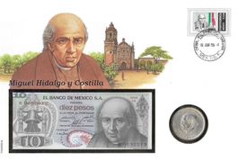 Banknotenbrief Mit Silbermünze Mexico
