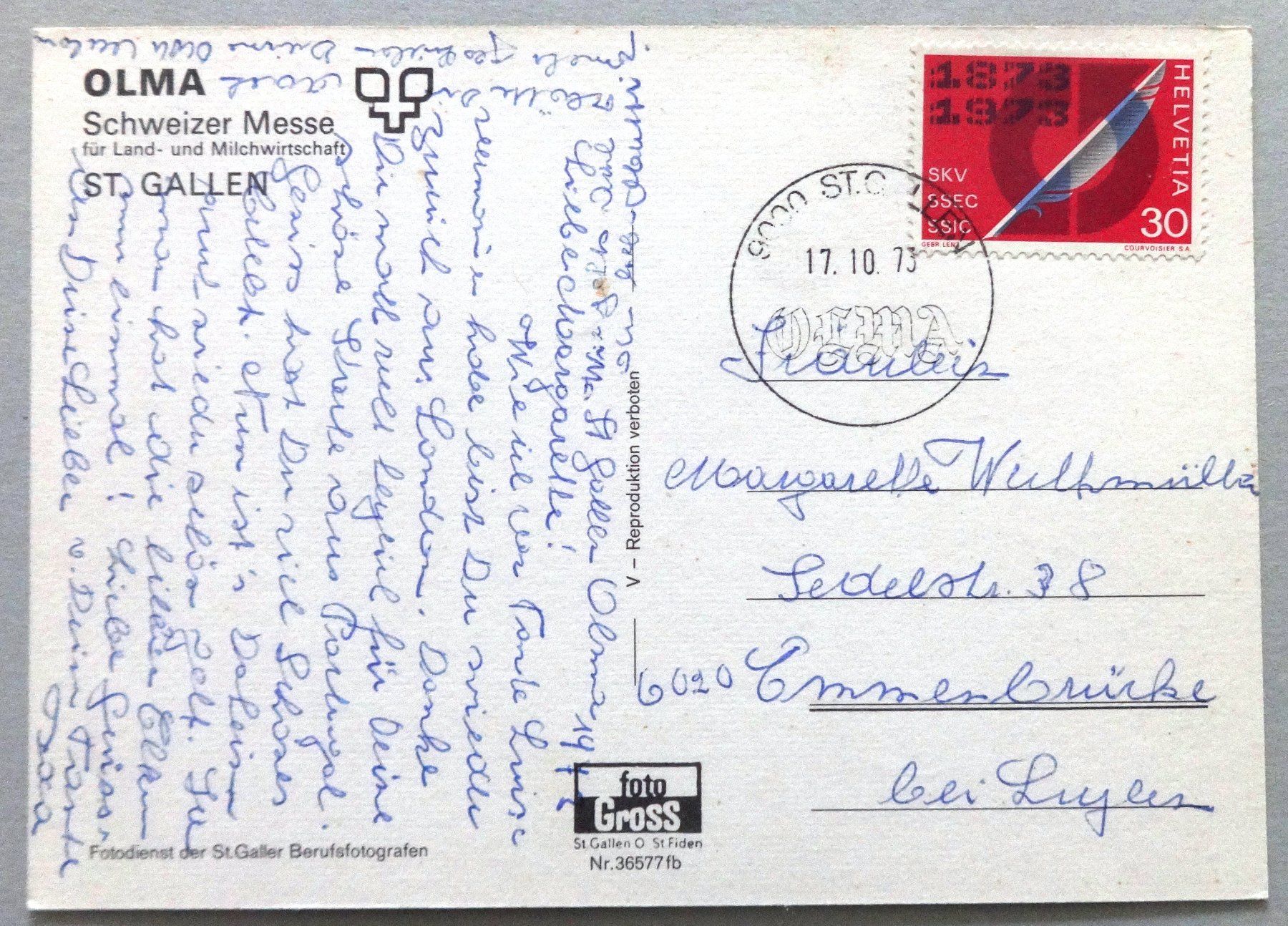Cartoline postali: St. Gallen, Olma, Schweizer Messe – Usato da Fétigny venduto da Billy2miny 1